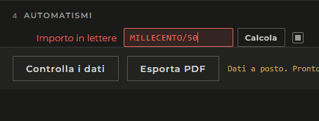 Importo in lettere scritto a mano, che non torna con le cifre